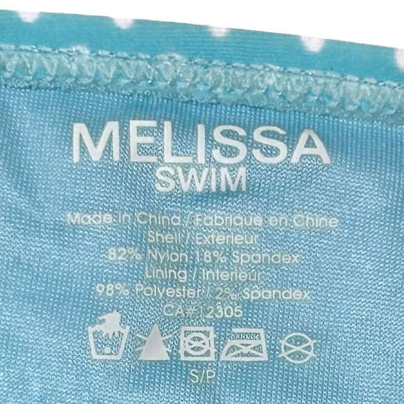 Melissa Swim Bikini Bottoms Light Blue White Polka Dots O-Ring Hips Size Small - Picture 5 of 8